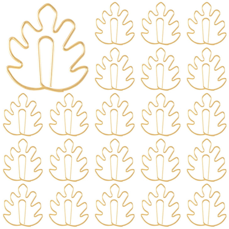HINZIC 40 Pack Paperclip Bookmarks, Cute Leaf Shape Monstera Paper Clips Page Markers for Notebooks Scrapbooks File Organizer- Gold