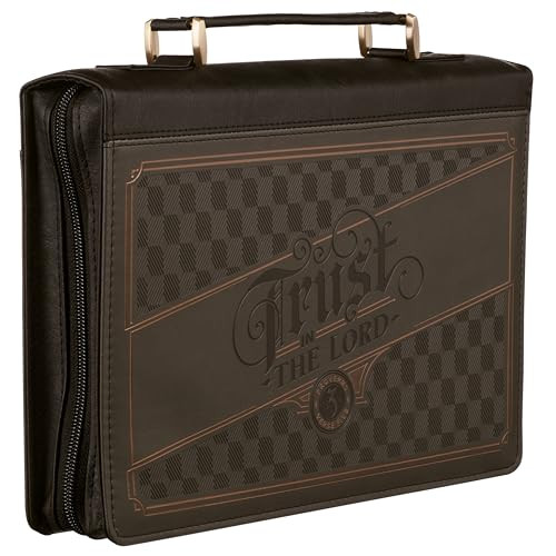 Christian Art Gifts Classic Premium Vegan Leather Inspirational Bible Cover for Men & Women: Trust in The Lord Encouraging Bible Verse, Heat-Debossed