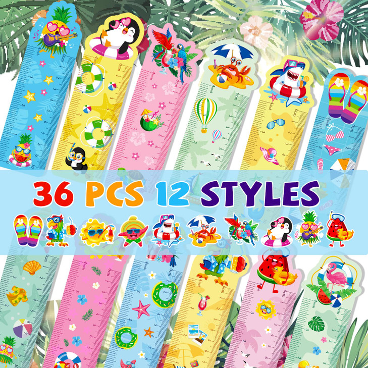 MWOOT 36 Pieces Cute Bookmarks,Double-Side Printing Paper Page Markers,Funny Bookmarks Bulk,Summer Hawaii Bookmark Card Page Clips,Back to School Sup