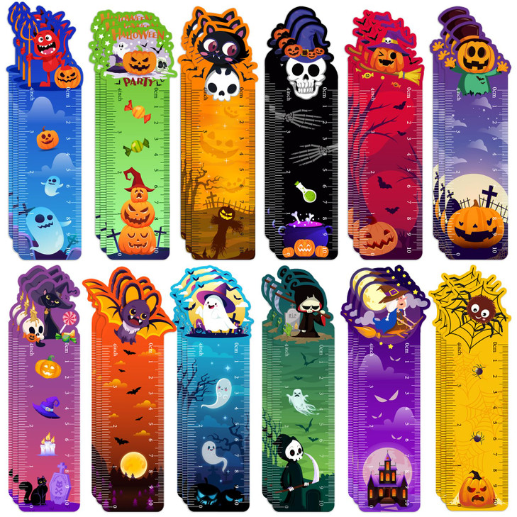 MWOOT 36 Pcs Halloween Bookmarks, Double-Sided Paper Page Markers Bulk, Cute Bookmark Clips Reading Markers, Back to School Supplies for Students and