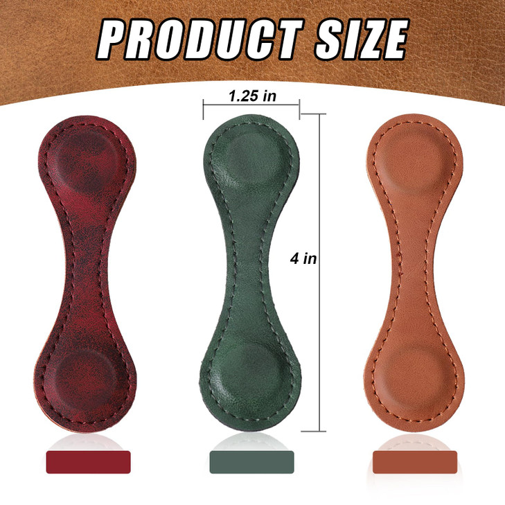 Palksky Magnetic Bookmarks, 3PCS Genuine Leather Bookmark Vintage Book Mark for Women Double-Sided Magnetic Page Markers Leather Page Clip Buckles Re