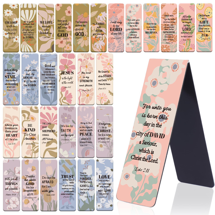 Zaamwoyy Christian Religious Magnetic Bookmark, 30 Pcs Bible Bookmarks for Women, Boho Bible Verse Scripture Bookmarks, Inspirational Church Supplies