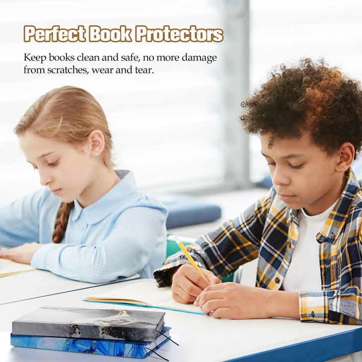 MoKo Book Cover, Stretchable Reusable Jumbo Book Cover Protector for Textbook Hardcover Books up to 9 x 11 in, Fabric Books Sox, Back to School Suppl