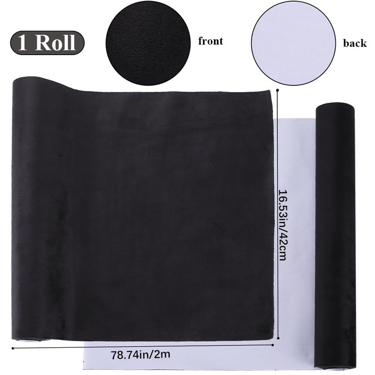 CRASPIRE 78.7 x 16.5" Velvet Book Cloth for Book Binding Black Fabric Surface Paper Backed Bookcover A3-A8 Notebook Wraps Book Covering Protector Boo
