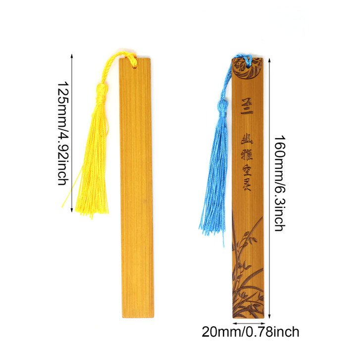 Honbay 8PCS Vintage Bamboo Bookmark Chinese Carving Blossom Bookmark with Tassel Reading Page Markers for School Office Supplies or Book Lovers (4 St