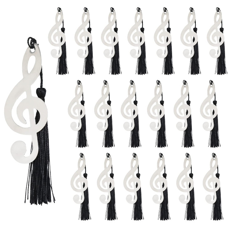 Honbay 20PCS Metal Musical Notes Bookmarks with Tassel Music Party Favors Gifts for Wedding School Office Supplies or Book Lovers