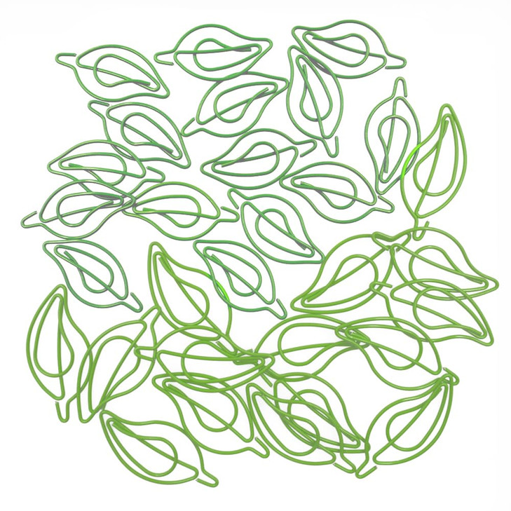 30 Pcs Leaf Shaped Paper Clip Bookmark Office Supplies Set Binder Folders Metal Art Small Paperclips for Notebooks Scrapbooks File Organizer, Green &