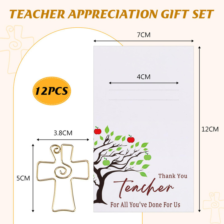 Skyygemm 12 Sets Religious Teacher Appreciation Gifts Teacher Christian Bookmark Cross Paper Clips for Bible Thank You Gift for Back to School Suppli