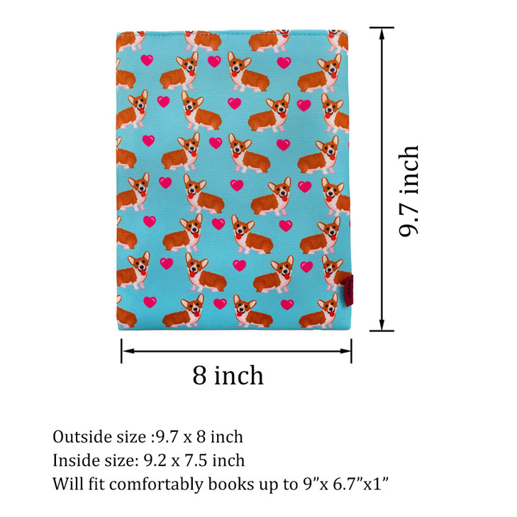 Corgi Dog Lover's Book Sleeve Protector - Medium Book Cover for Paperbacks & Hardcovers | Corgi Gifts for Readers, Office & Travel