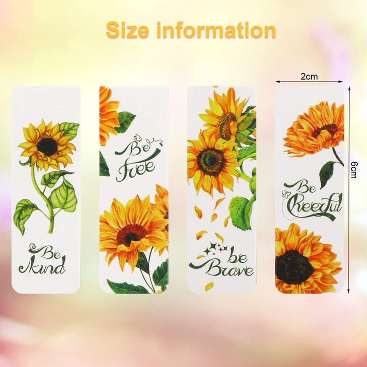 12 Pieces Sunflower Magnetic Bookmarks Inspirational Magnetic Bookmarks Magnet Page Markers Positive Book Marker for Students Teachers School Home Of