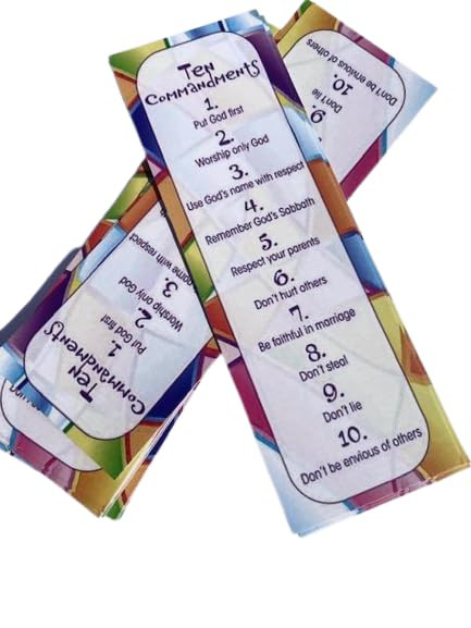 (25 Count) The Ten Commandments Bookmarks for Kids - Religious Bookmarks - Christian Gifts - Inspirational Church Supplies