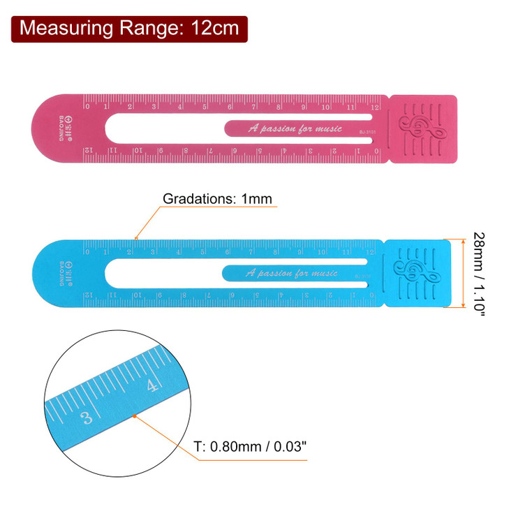 HARFINGTON Straight Ruler 12cm Metric Bookmark Clip Ruler Design Metal Aluminum Alloy Scale on Both Sides Measuring Scale Tool for Measure Study Read