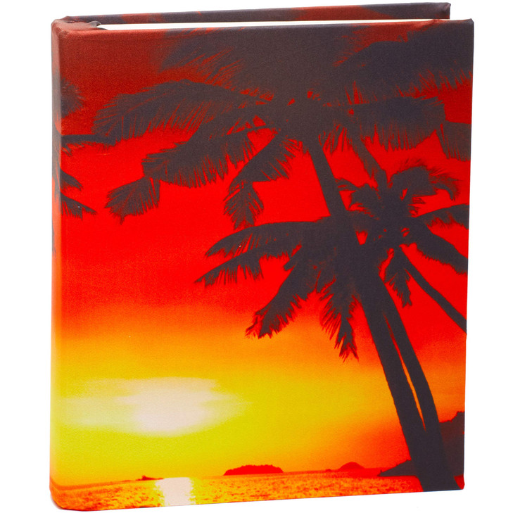 Jumbo, Stretchable Book Cover Sunset Beach Print. Fits Hardcover Textbooks 9 x 11 and Larger. Reusable, Adhesive-Free, Fabric Protectors are A Needed