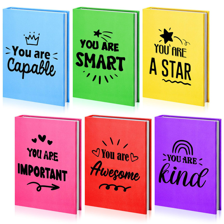 AmazingSpark 6 Pcs Stretchable Book Cover Reusable Protector for Hardcover Textbooks up to 9 x 11, Inspirational Colored Quotes Book Covers Washable