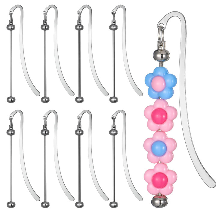 8 Pcs Beadable Bookmarks Metal Bookmark DIY Beaded Bookmark Blank Bar Bookmarks Crafts Beadable Items Gift for Book Lovers Student Teacher Office Sup