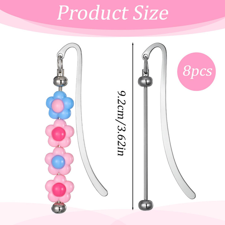 8 Pcs Beadable Bookmarks Metal Bookmark DIY Beaded Bookmark Blank Bar Bookmarks Crafts Beadable Items Gift for Book Lovers Student Teacher Office Sup