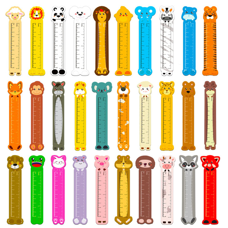 Chinco 60 Pcs Cute Animal Bookmarks for Kids Funny Ruler Reading Marks Back to School Gifts for Cartoon Animal Theme Bookmark Ruler for Kids Girls St