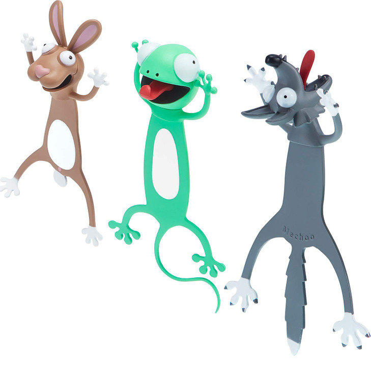 3 Pieces 3D Cartoon Animal Bookmark Wacky Animal Cute Squashed Bookmarks Set, Reading Presents, Party Favors