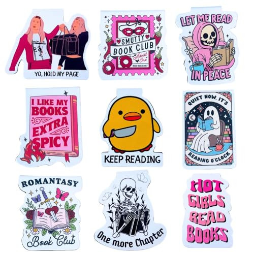 YJ PREMIUMS 9PC Funny Magnetic Bookmarks | Fun Cute Magnet Book Marks Reading Lost Hot Girls Read Books You were Right Here for Women Work Adults Tra