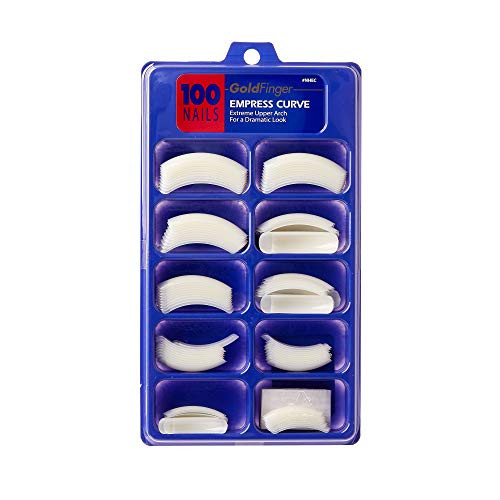 Goldfinger 100 Acrylic Plain Nails (1 Pack, Empress Curve) Overlap Long Length, Half Cover French False Nail Tips