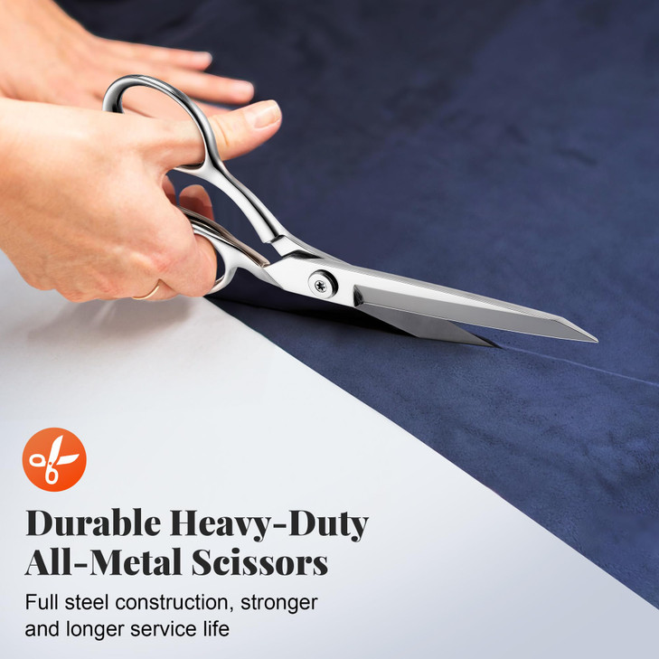 Nuanchu Professional Fabric Scissors, 8" Sewing Scissors for Fabric Cutting, Heavy Duty Multi Purpose Shear for Tailoring, Leather, Craft, Stainless