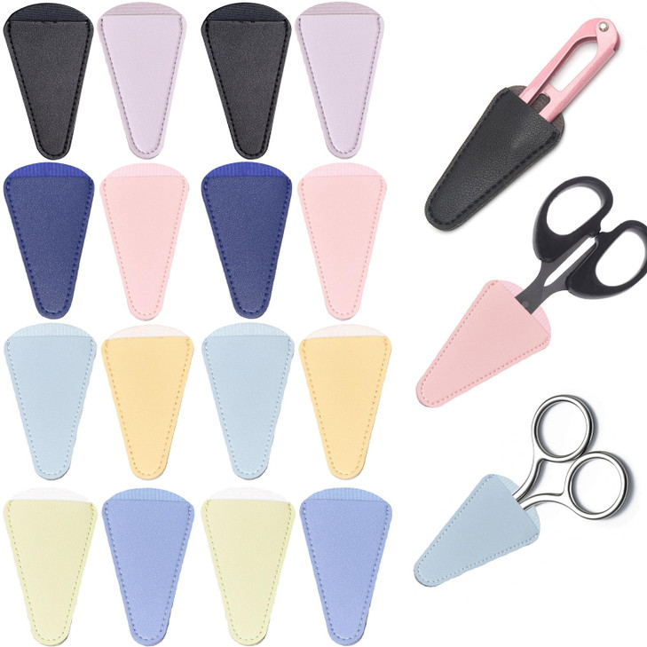 16 PCS Multicolor Scissor Tip Covers Sewing Scissor Sheath Cover Safety Synthetic Leather Sheath Scissors Protector Scissors Sheath for Sewing Crafti