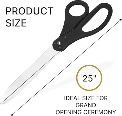 Ribbon Cutting Ceremony Scissors  25" Black Giant for Grand Openings Heavy Duty Scissors Large Ribbon Cutting for Special Events and Ceremonies