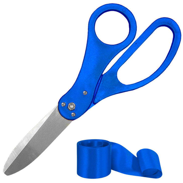 Blue Ribbon Cutting Ceremony Kit  20 Inch Giant Scissors Prop Blue Large Shears for Cutting Grand Opening Ribbon and Shears for Ceremonies & Special