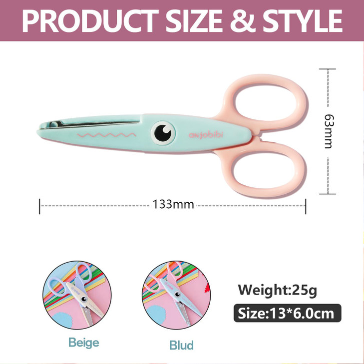ANJOBIBI,Scissors for Crafting (2-Pack)-Decorative Pattern Edge Craft Scissors,Suitable for Fun DIY Scrapbooking Crafting Projects for Kids Adults (B