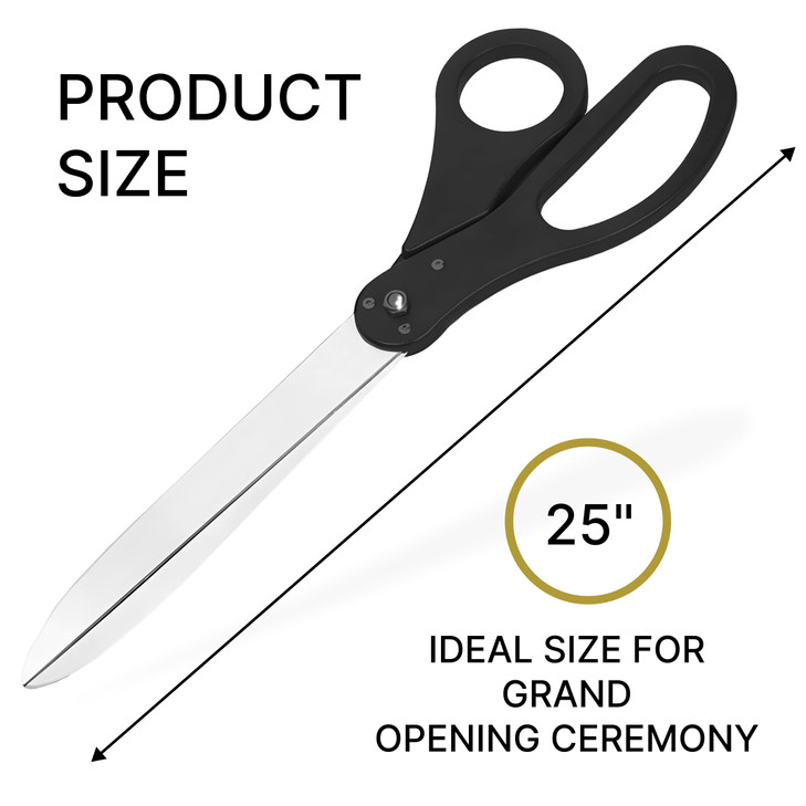 25 Inch Grand Opening Scissors Black  Heavy Duty Scisors Giant Ribbon Cutting Scissors for Inauguration Ceremonies & Special Events 25'' Black Giant