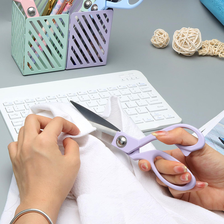 NatSumeBasics Purple 8" Fabric Scissors All Stainless Steel Sewing Scissors Craft Premium Tailor Shears Professional Small Heavy Duty Dressmaker Scis