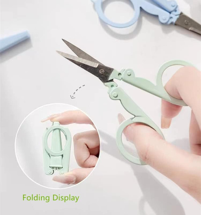 Pastel Mini Folding Scissors with Safety Cap Small Portable Travel Scissors Little Badge Scissors Yarn Shears Kids Tiny Cutter for Cutting, Scrapbook