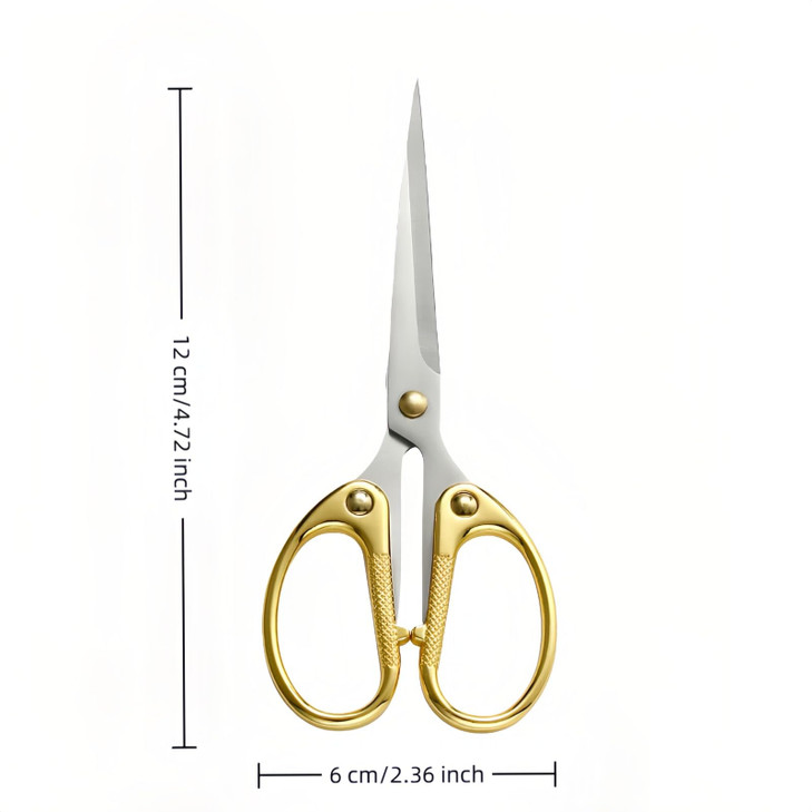5" Stainless Steel Scissors Sharp Blades - Ambidextrous Comfort Grip Multipurpose for Office, Home, School, Crafts, Fabric - Ideal Gift (Gold)