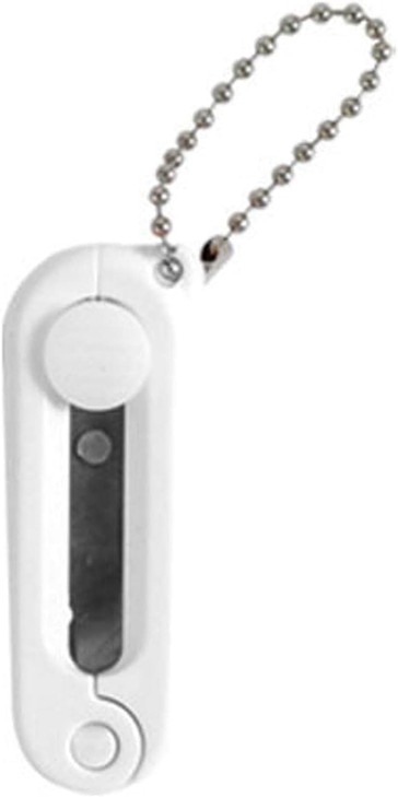 White Folding Scissors Safe Portable Travel Scissors Foldable Telescopic Cutter Pocket Mini Scissor with Keychain Craft Scissors for Cutting, Scrapbo