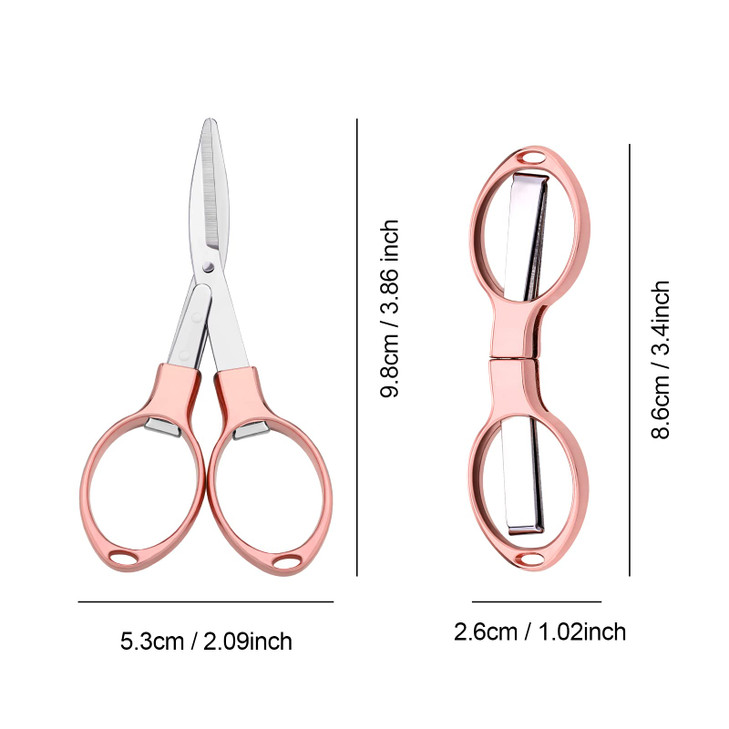 Tatuo 25 Pcs Mini Folding Scissors Portable Travel Stainless Steel Badge Scissors Bulk Foldable Glasses Shaped Shear Telescopic Cutter Anti Rust Sewi