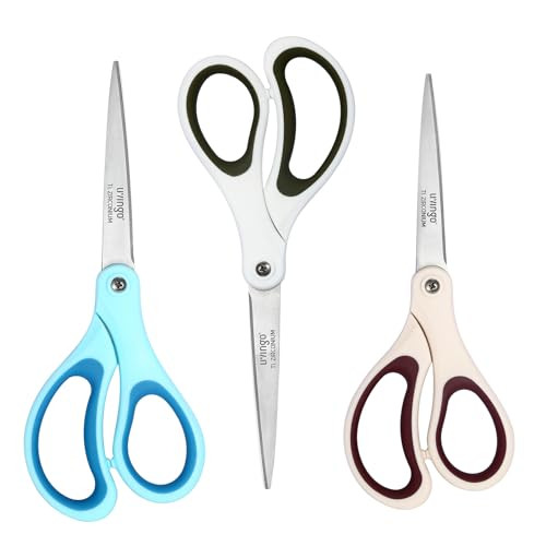 LIVINGO Scissors All Purpose - Titanium Coated Heavy Duty Sharp Stainless Steel Comfortable Shears for Office Home School Cutting Paper Fabric, Sky B