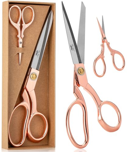Mr. Pen- Fabric Scissors & Embroidery Scissors Set, 8.5" and 3.5", Stainless Steel, Rose Gold, Heavy Duty Fabric Shears
