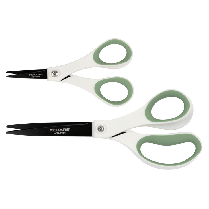 Fiskars Everyday Fashion Scissors, Non-Stick Stainless Steal Blades, Forest Fern, 2-Pack, 8 Inches and 5 Inches