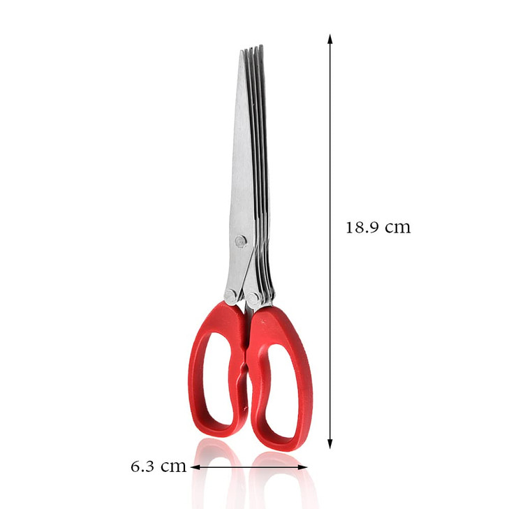 MagiDeal Shredder Scissors Multipurpose Multi-Blade Cutting Shears with Stainless Steel 5 Blades (Red)