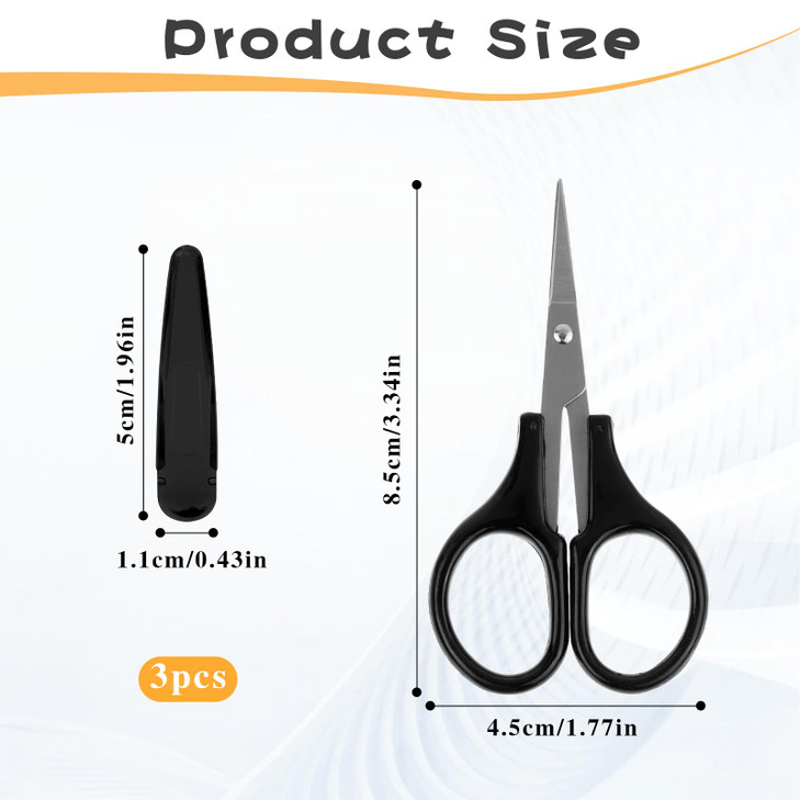 3Pcs Small Craft Scissors Sharpest Precise Stainless Steel Cutting Scissor All Purpose Craft Scissors with Protective Cover for Paper Cutting Sewing