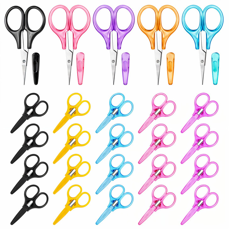 Small Scissors All Purpose 3.5" Mini Detail Craft Scissors Set Stainless Steel Scissors with Protective Cover Tiny Scissors for Facial Hair Trimming