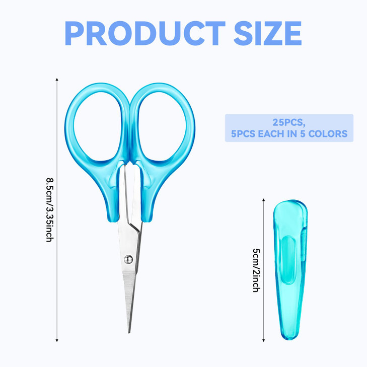 Small Scissors All Purpose 3.5" Mini Detail Craft Scissors Set Stainless Steel Scissors with Protective Cover Tiny Scissors for Facial Hair Trimming