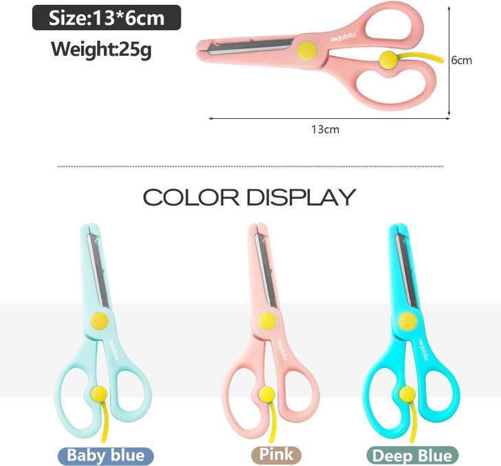 ANJOBIBI,Safety Craft Scissors For Kids 3-Pack,Preschool Training Scissors,Ergonomic Handle Perfect for Paper Cutting-2.0 (Pink+ Baby blue+ Deep Blue