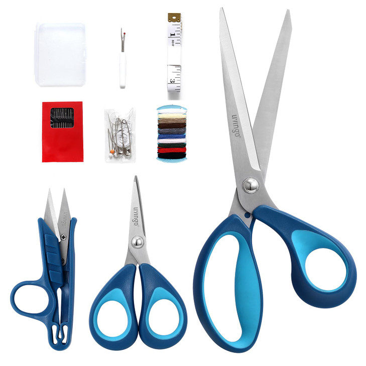 LIVINGO Fabric Sewing Scissors Set All Purpose - Heavy Duty Tailor Shears with Small Embroidery Thread Snips Sewing Kit for Home Crafting Cutting, 9.