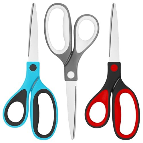 Left Handed Scissors, 8.5 Inch Multi-Purpose Premium General Purpose Shears, Sharp Stainless Steel Blades for Cutting in Schools, Offices, Household