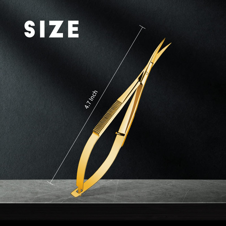 Hicarer 4.7 Inch Curved Stainless Steel Squeeze Scissors Grooming Trimming Scissors Eyebrow Embroidery Sewing Thread Snips Curved Tip Clippers Craft(