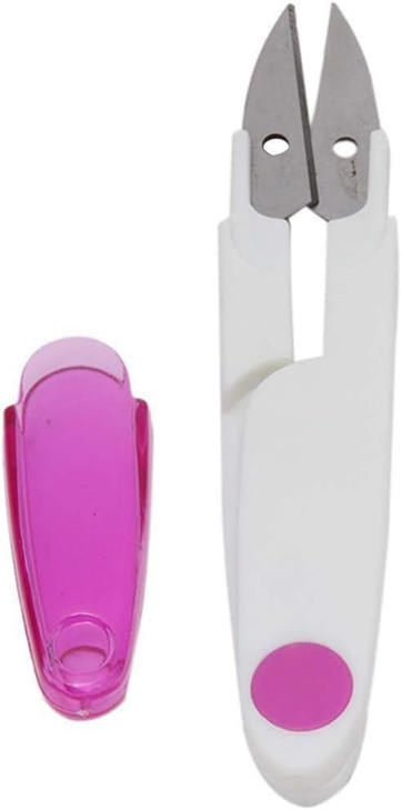 1Pc White Handle and Safety Cover Sewing Scissors Clothes Thread Embroidery Cross-stitch Clipper Cutter Tailor Nippers,Snips Trimming Nipper,Cutting