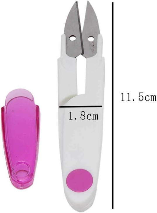 1Pc White Handle and Safety Cover Sewing Scissors Clothes Thread Embroidery Cross-stitch Clipper Cutter Tailor Nippers,Snips Trimming Nipper,Cutting