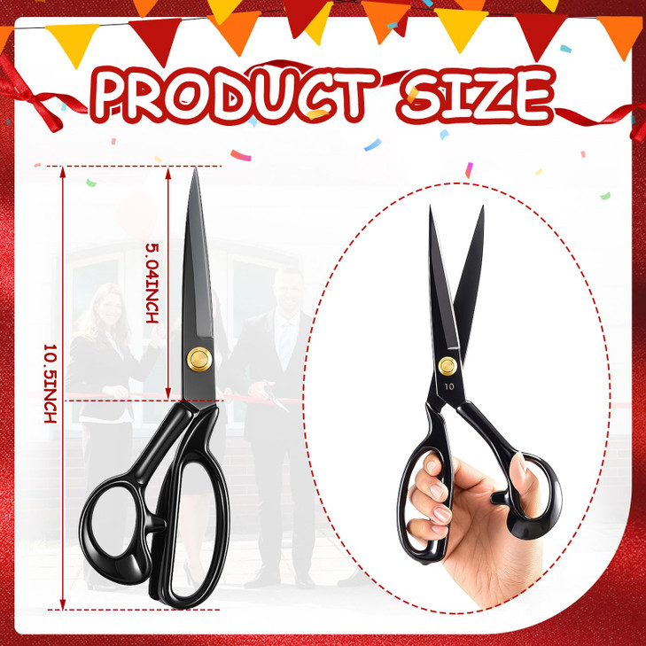 Amylove 1 Pcs Ribbon Cutting Scissors Metal Heavy Duty Stainless Steel Fabric Tailor for Ceremony Events Inaugurations Dressmaking Sewing Plastic Car