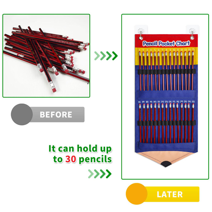 Dioche Numbered Pencil Dispenser Parking Chart, Classroom Wall Organizer Holder with Design, Suitable for Home Classroom Office Library Storage